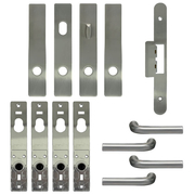 FSB 1075 Satin Double Keyed Trim Set FSB 1075 Satin Double Door Set for Keyed Lock